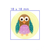 Gele Uil Knoop met Patroon 18x18mm Knopen KNP00093